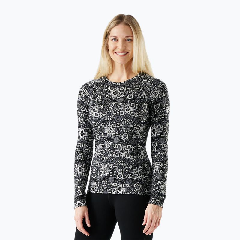 Жіноча термоактивна кофта Smartwool Merino 250 Baselayer Crew Boxed black deco floral