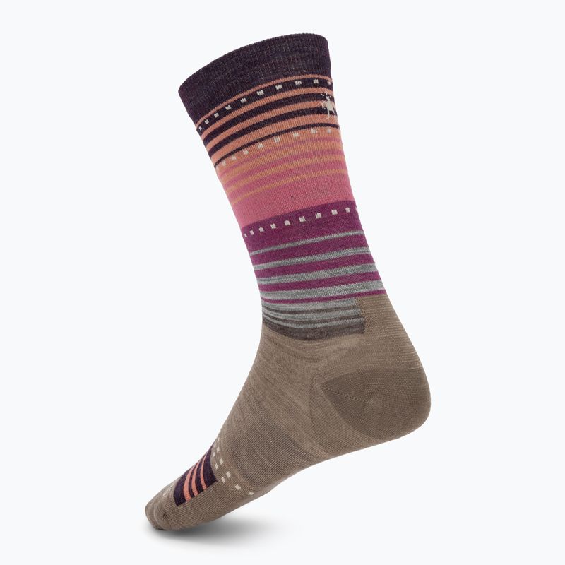 Шкарпетки жіночі Smartwool Everyday Stitch Stripe Crew fossil/purple 2