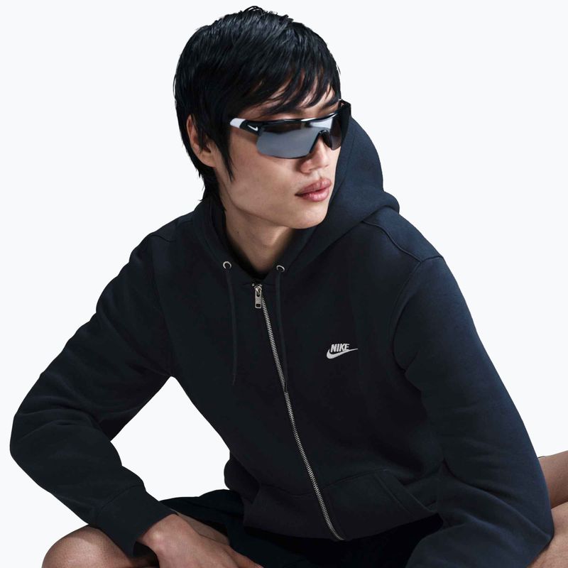 Кофта чоловіча Nike Club Full Zip Hoodie obsidian/obsidian/white 4