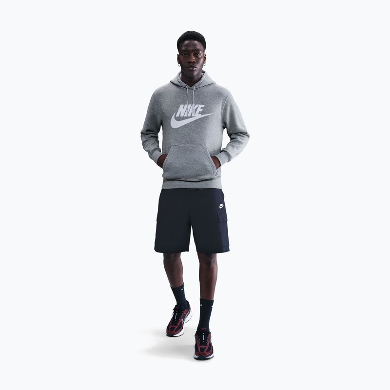 Кофта чоловіча Nike Club Pullover Hoodie dark grey heather/light smoke grey/white 2