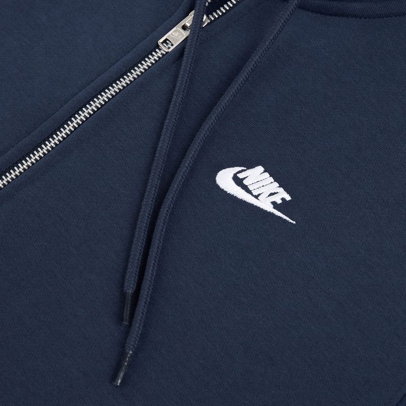 Кофта чоловіча Nike Club Full Zip Hoodie obsidian/obsidian/white 8