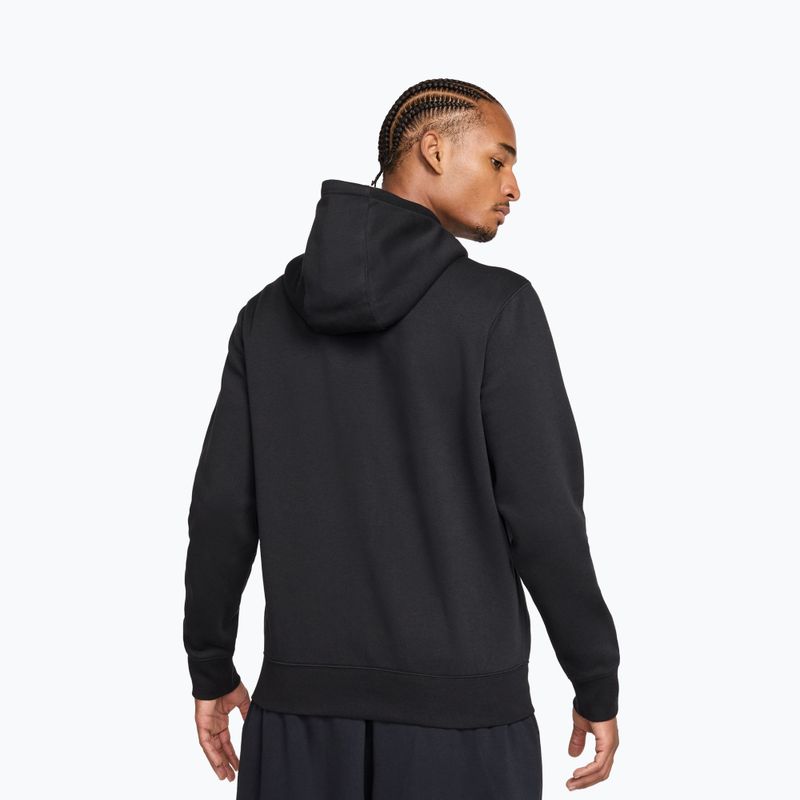 Кофта чоловіча Nike Club Full Zip Hoodie black/black/white 3