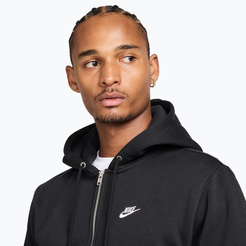 Кофта чоловіча Nike Club Full Zip Hoodie black/black/white 4