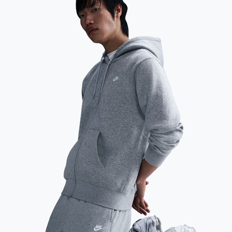 Кофта чоловіча Nike Club Full Zip Hoodie dark grey heather/light smoke grey/white 4