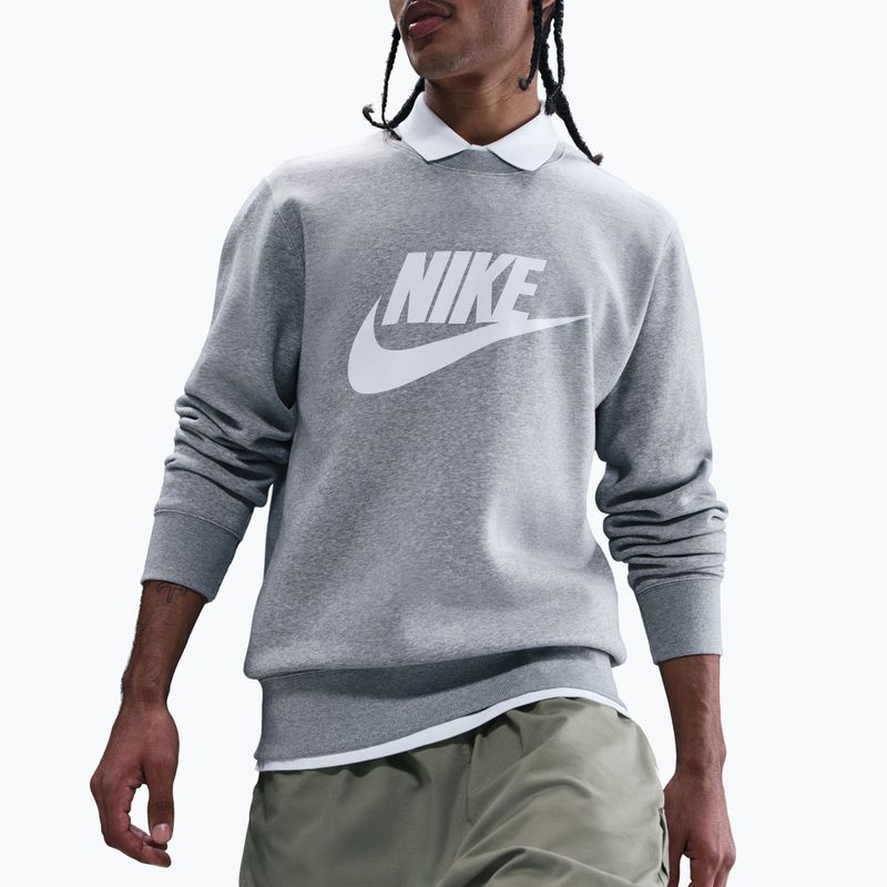 Кофта чоловіча Nike Sportswear Club Graphic Fleece Crew dark grey heather/white 4