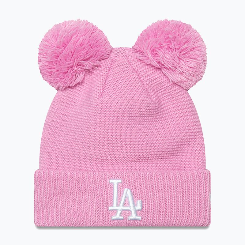 Жіноча зимова шапка New Era Wmns Double Pom La Dodgers пастельно-рожева