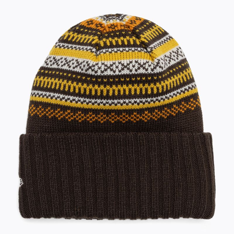 Шапка зимова жіноча New Era Rail Isle Cuff Knit Beanie dark brown 2