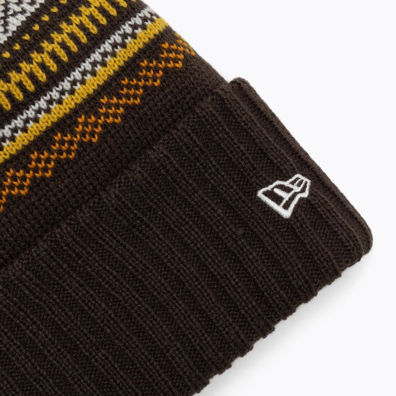 Шапка зимова жіноча New Era Rail Isle Cuff Knit Beanie dark brown 3