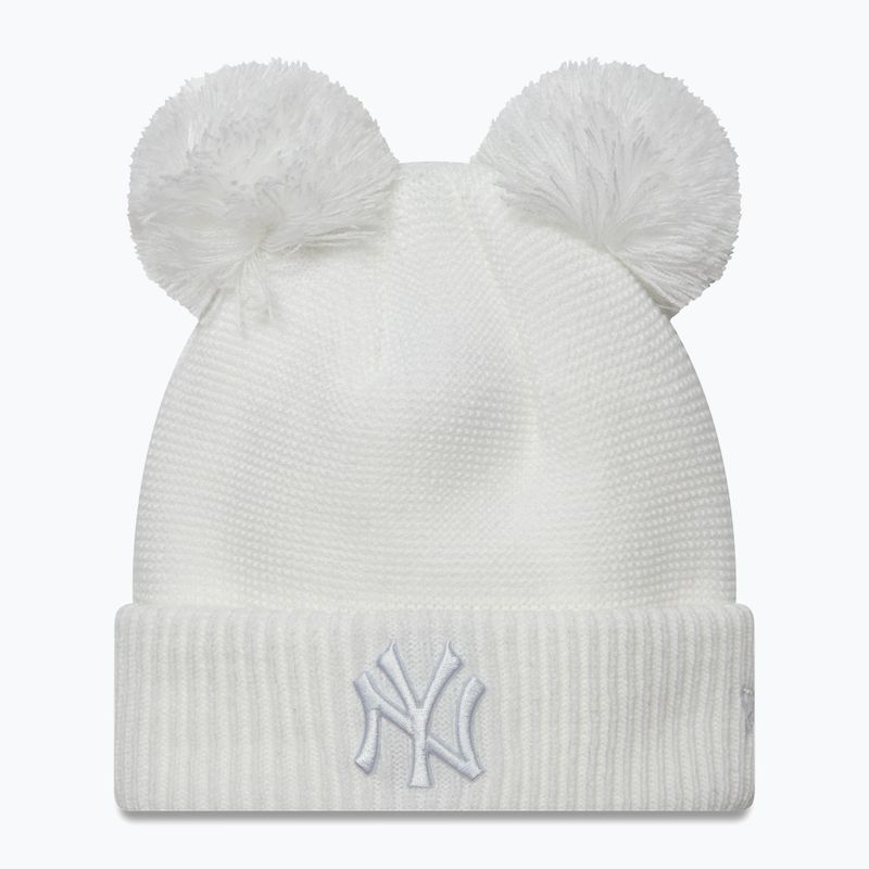 Шапка зимова жіноча New Era Double Pom Knit Beanie New York Yankees white