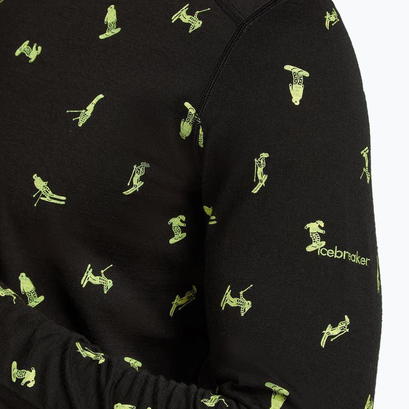 Лонгслів термічний чоловічий icebreaker Merino 200 Oasis Crewe Snow Day black/peridot/aop 7