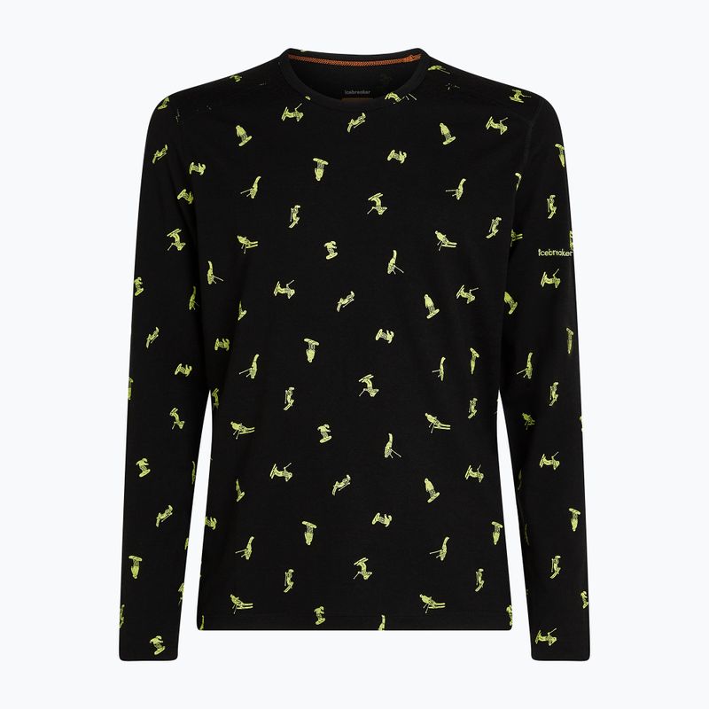 Лонгслів термічний чоловічий icebreaker Merino 200 Oasis Crewe Snow Day black/peridot/aop 8