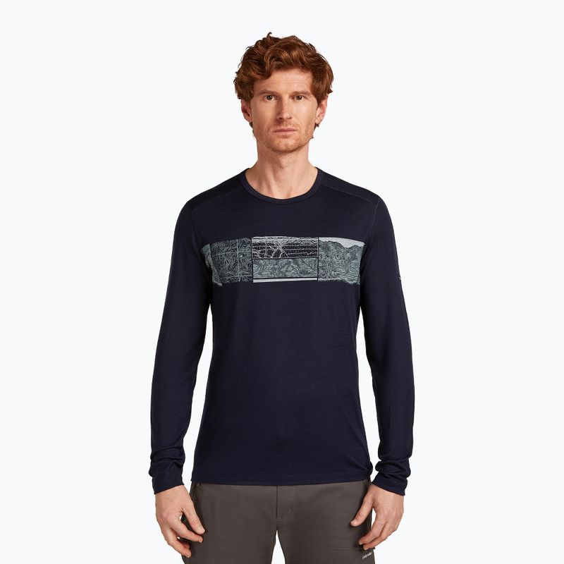 Чоловіча термоактивна кофта icebreaker Merino 200 Oasis Crewe Elevation Line midnight navy