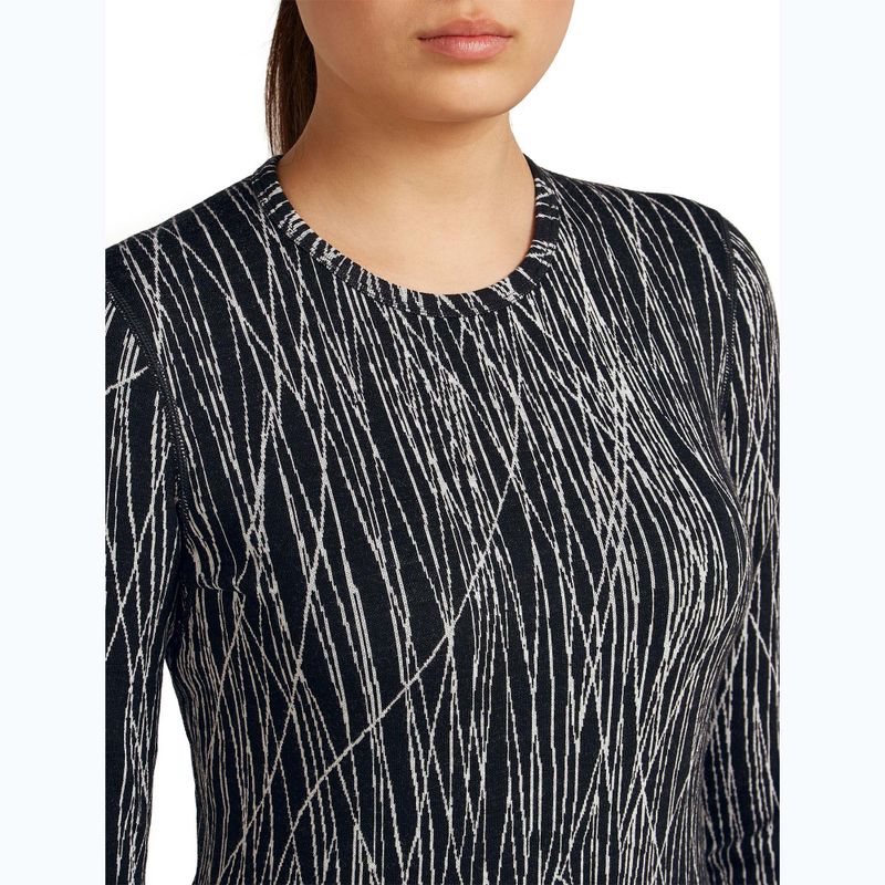 Лонгслів трекінговий жіночий Icebreaker Merino 260 Tech Vertex Crewe Delta Lines AOP black/snow/j 5