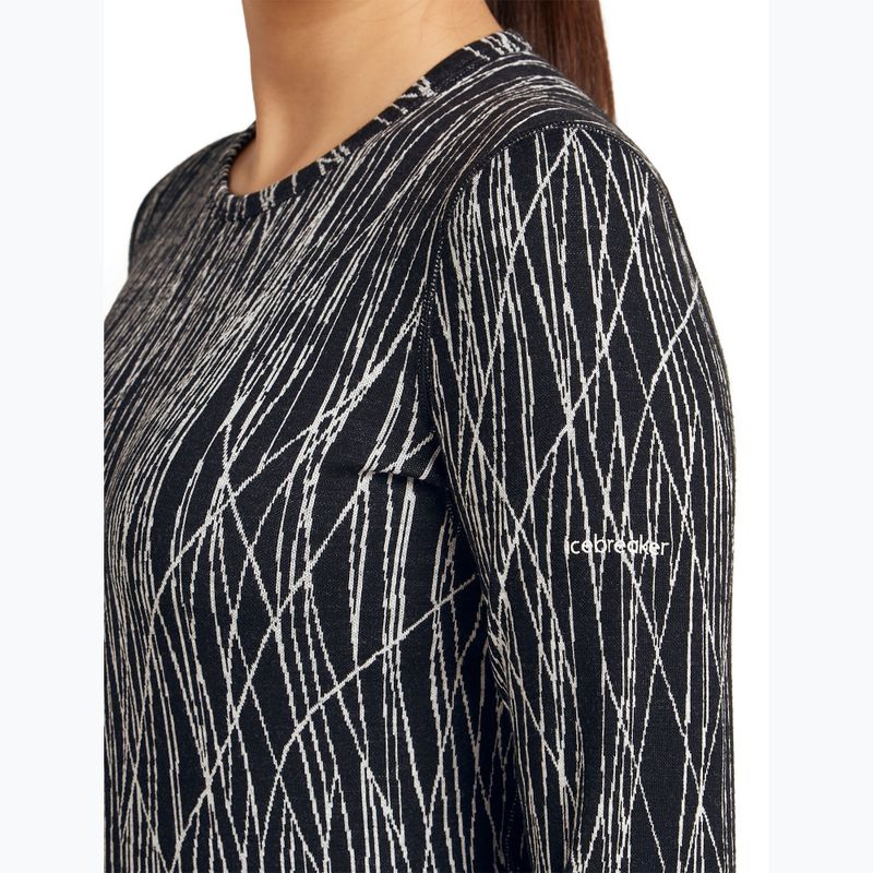Лонгслів трекінговий жіночий Icebreaker Merino 260 Tech Vertex Crewe Delta Lines AOP black/snow/j 6