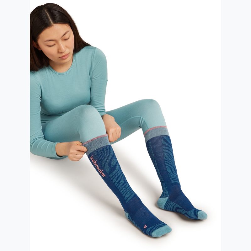 Шкарпетки гірськолижні жіночі Icebreaker Merino Ski+ Light OTC Mountain Contour atlantis/hydro/acid pink 4