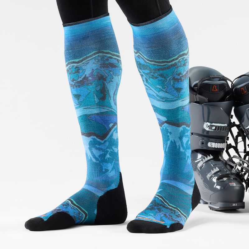 Шкарпетки лижні Smartwool Ski Targeted Cushion Storm Peak Print OTC nightfall blue 2