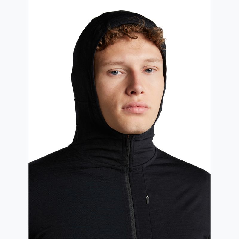Кофта трекінгова чоловіча Icebreaker Merino 200 Realfleece Descender Half Zip Hoodie black 6