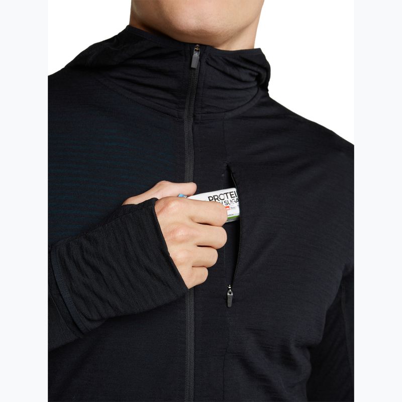 Кофта трекінгова чоловіча Icebreaker Merino 200 Realfleece Descender Half Zip Hoodie black 7
