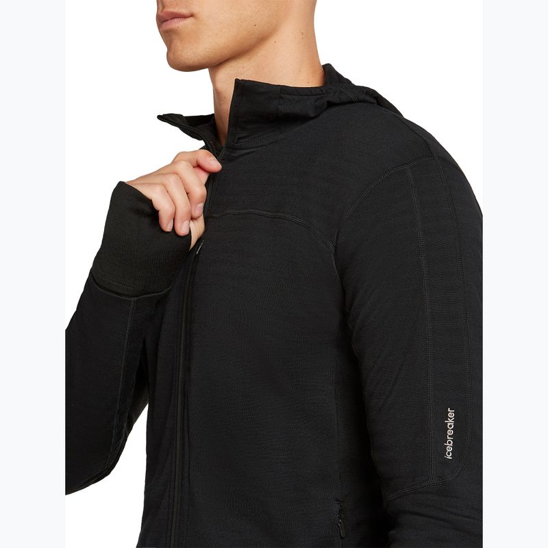 Кофта трекінгова чоловіча Icebreaker Merino 300 Realfleece Descender Zip Hoodie black 4