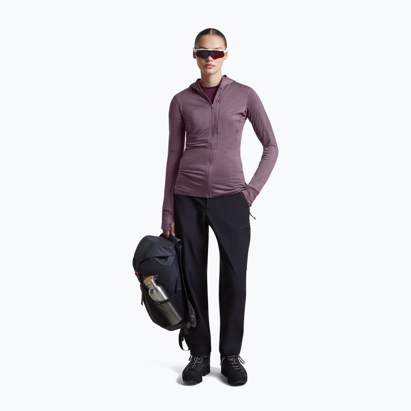 Кофта трекінгова жіноча Icebreaker Merino 200 Realfleece Descender Half Zip Hoodie grey plum 2