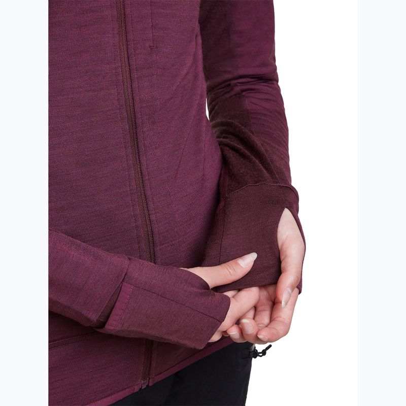 Кофта трекінгова жіноча Icebreaker Merino 300 Realfleece Descender Zip Hoodie dark berry 9