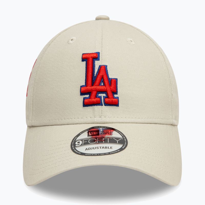 Бейсболка New Era бічна нашивка 9Forty Los Angeles Dodgers світло-бежева 2