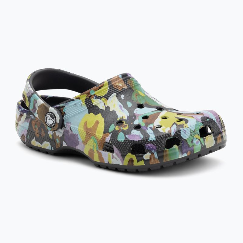 Шльопанці Crocs Classic Painted Floral Black Sand 2