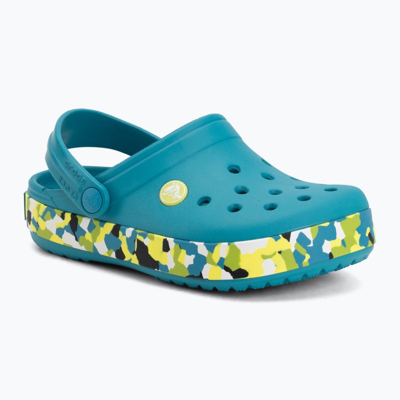 Шльопанці дитячі Crocs Crockband Glow Confetti Band turbo teal/multi 2