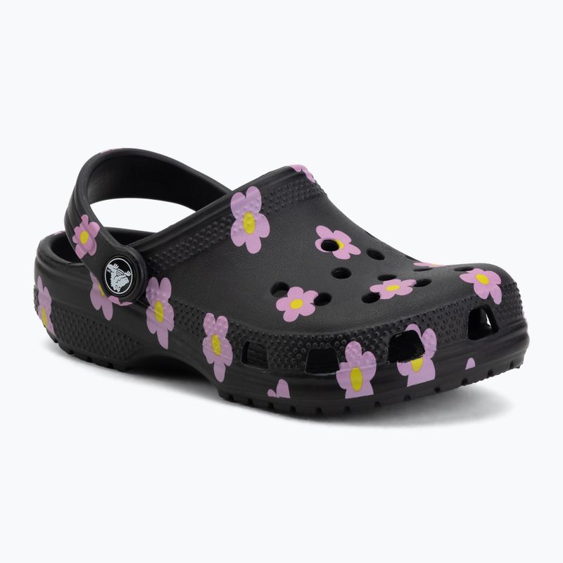 Шльопанці дитячі Crocs Classic Flower black 2