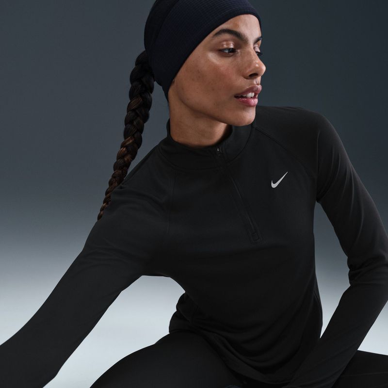 Жіноча бігова лонгслівка Nike Tempo Swoosh Run Dri-Fit 1/4-Zip black/white 4