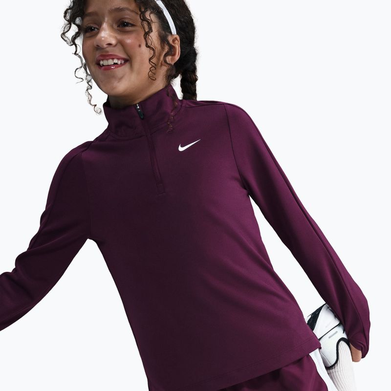 Лонгслів для тренувань дитячий Nike Dri-Fit 1/4 Zip bordeaux/white 6