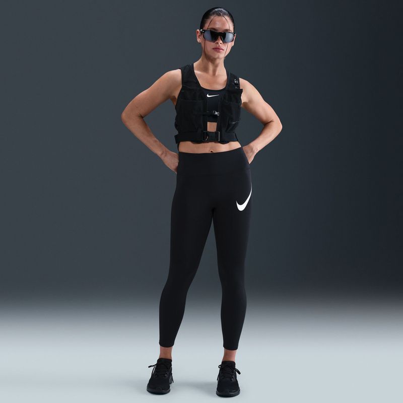 Легінси для бігу жіночі Nike Tempo Swoosh Run High-Waisted 7/8 black/white 7