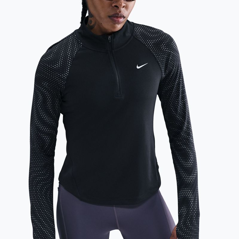 Лонгслів для бігу жіночий Nike Tempo Flash Dri-Fit 1/4 Zip black 2