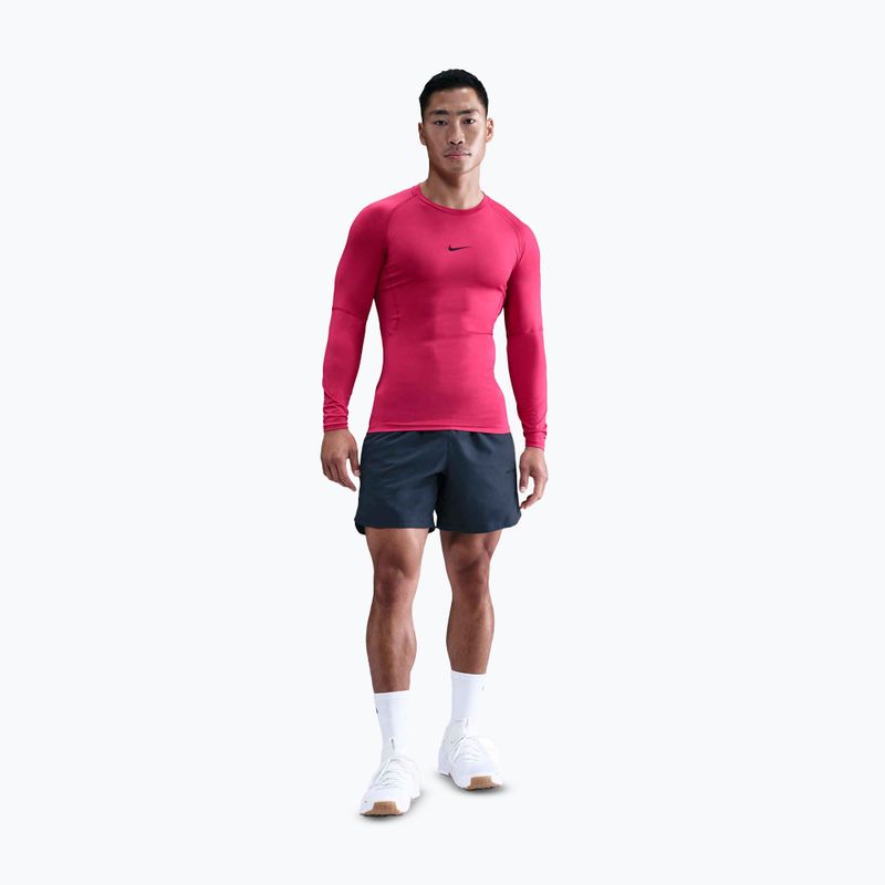 Лонгслів для тренувань чоловічий Nike Pro Dri-Fit Tight Fitness rush pink/black 2