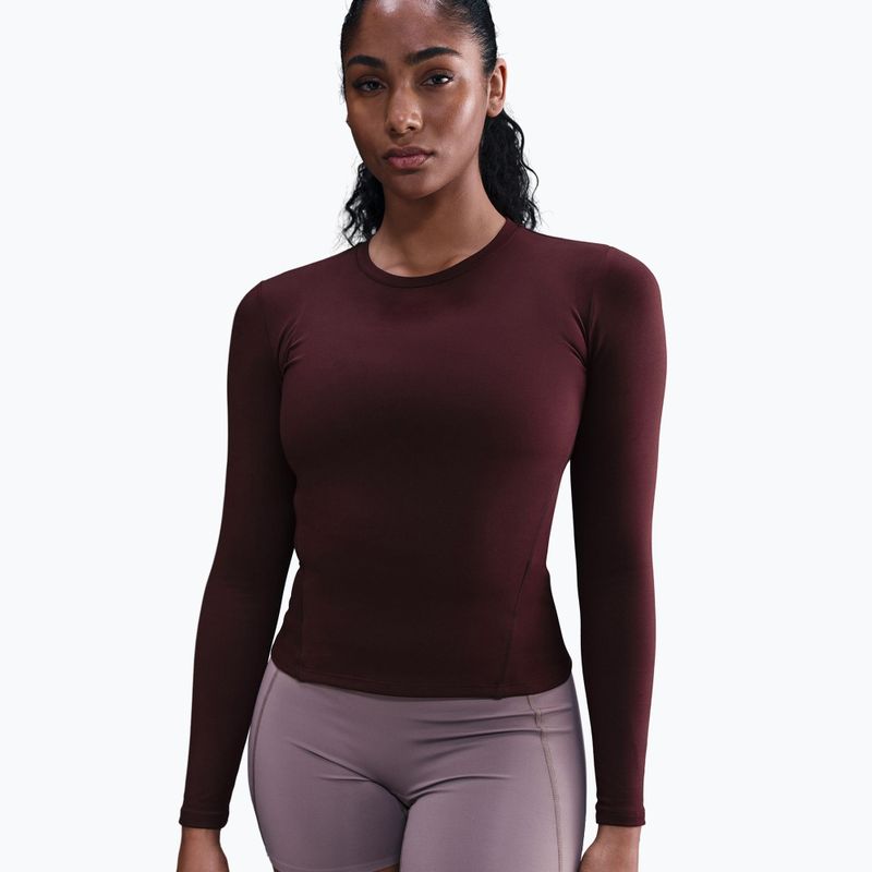 Лонгслів жіночий Nike One Fitted Dri-Fit burgundy crush/white