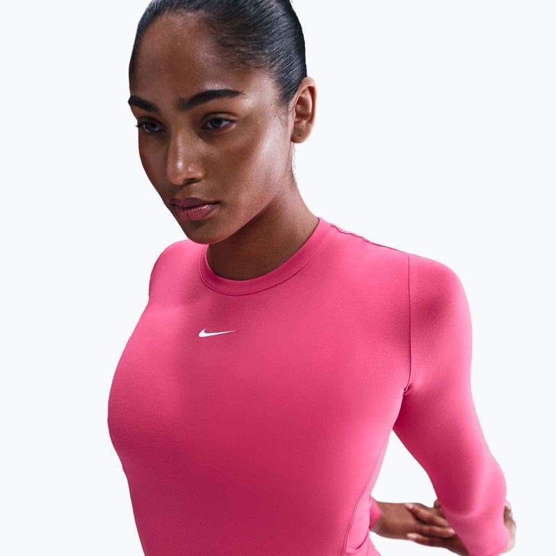 Лонгслів жіночий Nike One Fitted Dri-Fit rush pink/white 4
