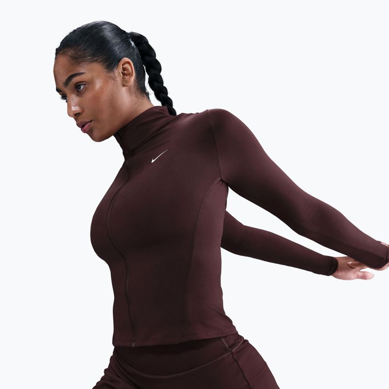 Кофта для тренувань жіноча Nike One Fitted Dri-Fit Full-Zip burgundy crush/white 4
