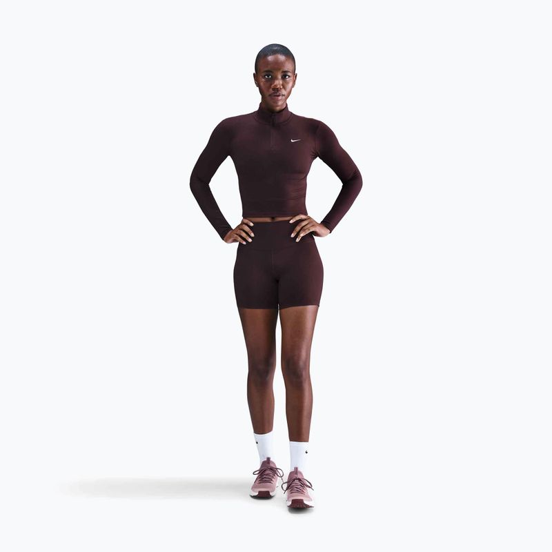 Жіночий лонгслів Nike One Fitted Dri-Fit 1/4 Zip Mid Layer burgundy crush/white 2