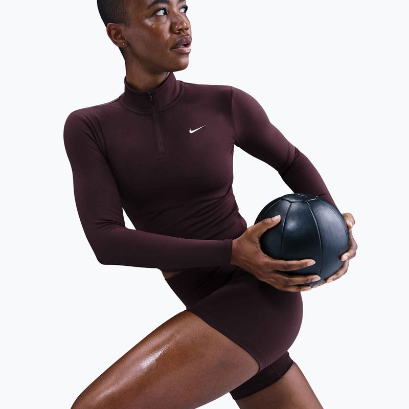 Футболка жіноча Nike One Fitted Dri-Fit 1/4 Zip Mid Layer burgundy crush/white 5