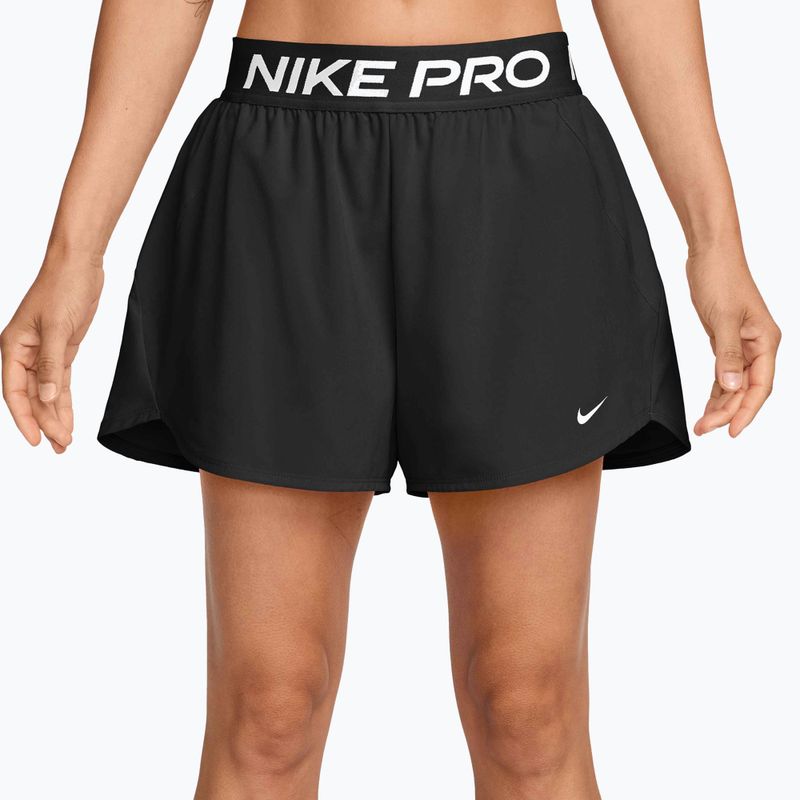Spodenki treningowe damskie Nike Pro Dri-Fit Mid-Rise Brief-Lined 3" black/white