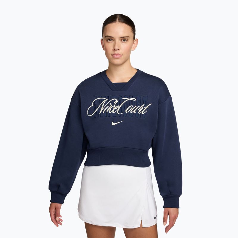 Кофта жіноча Nike Court Collection French Terry Crew Neck midnight navy/sail