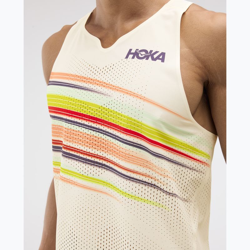 Футболка для бігу чоловіча HOKA Race Day Singlet alabaster flare 6