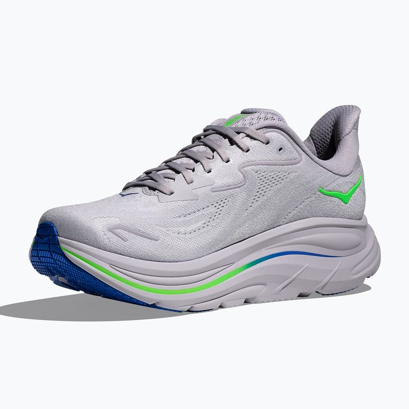 Кросівки для бігу чоловічі HOKA Clifton 10 Wide ash grey/neon green 2