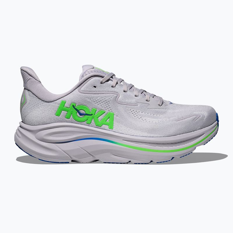 Чоловічі бігові кросівки HOKA Clifton 10 Wide попелясто-сірий/неоново-зелений 3
