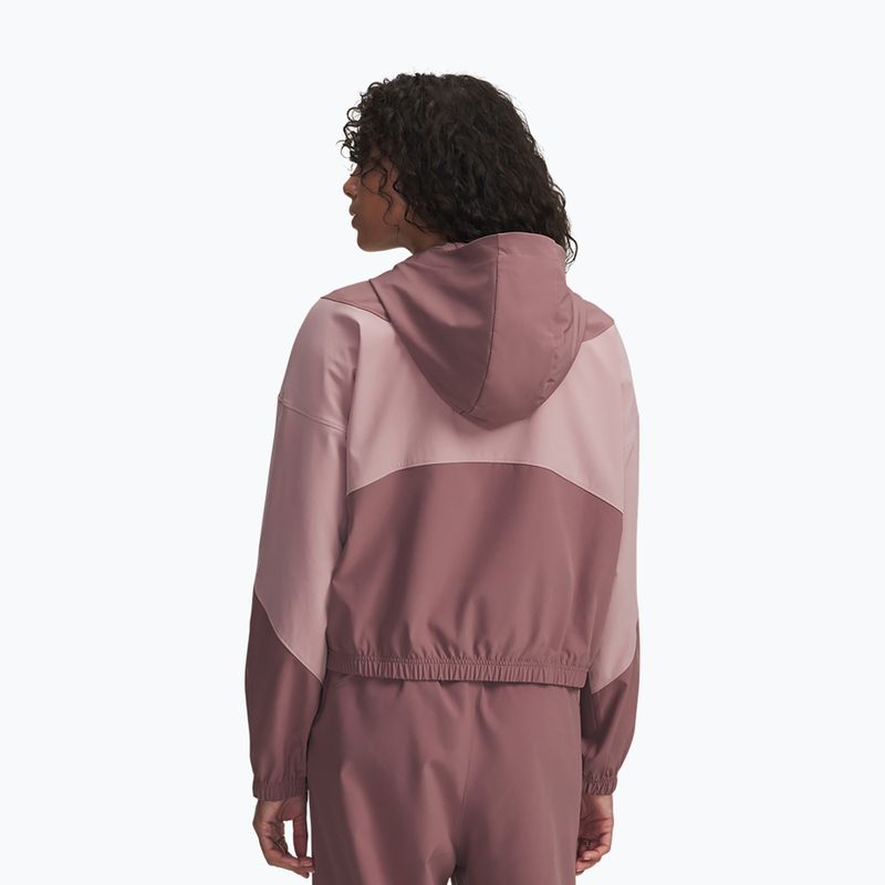 Куртка жіноча Under Armour Rival Woven Hoody maroon mist tourmaline pink/maroon mist 2