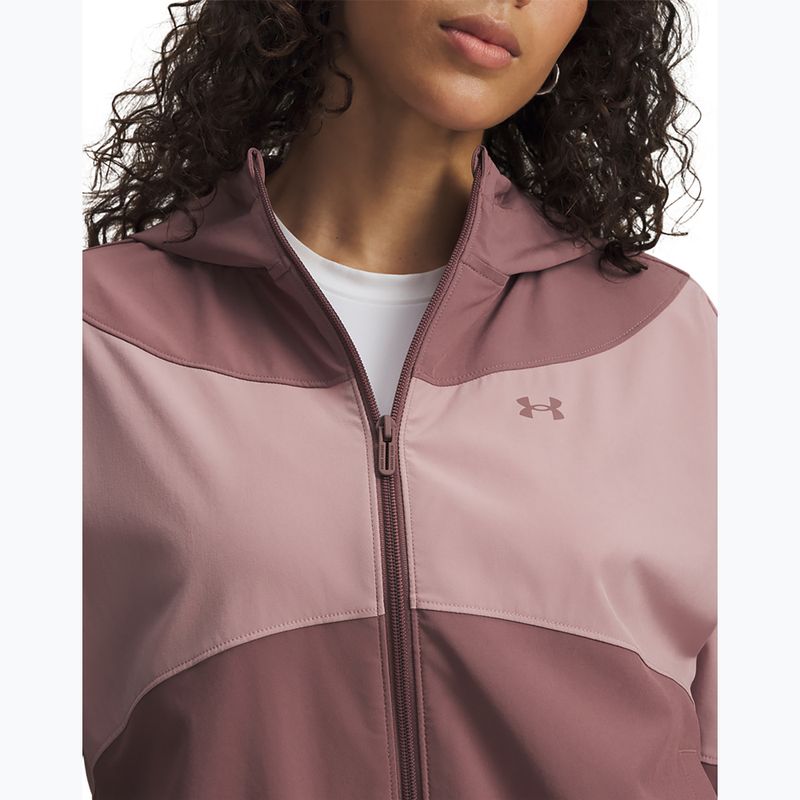 Куртка жіноча Under Armour Rival Woven Hoody maroon mist tourmaline pink/maroon mist 3