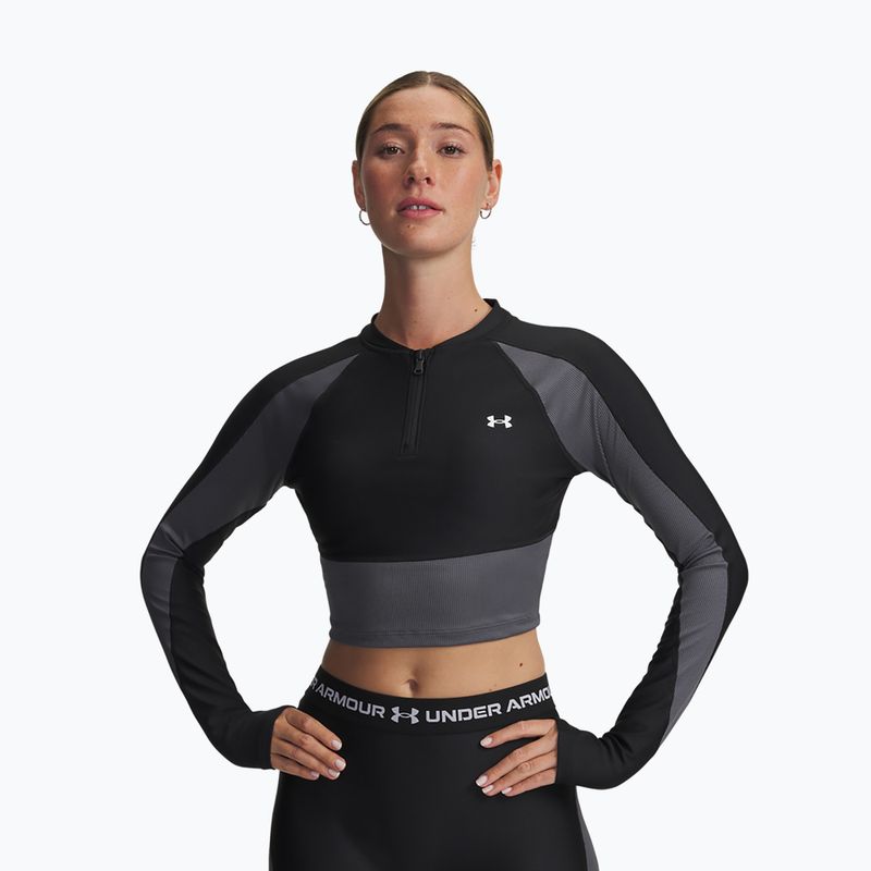 Лонгслів для тренувань жіночий Under Armour HeatGear Rib 1/4 Zip black/castlerock/white