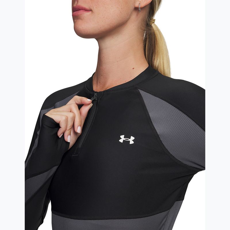 Лонгслів для тренувань жіночий Under Armour HeatGear Rib 1/4 Zip black/castlerock/white 3