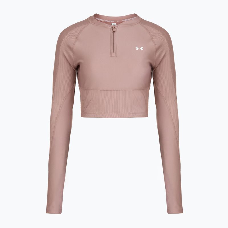 Лонгслів для тренувань жіночий Under Armour HeatGear Rib 1/4 Zip tourmaline pink/tourmaline pink/white