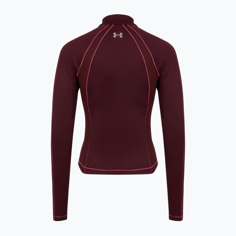 Футболка жіноча Under Armour ColdGear Textured 1/2 Zip dark maroon/fuchsia dusk/metallic silver 2